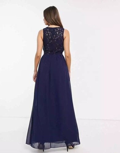 LITTLE MISTRESS Raisa Blue Lace Back Maxi DRESS Size UK 16 Au 14 BNWT NEW Event - Foto 6 di 10