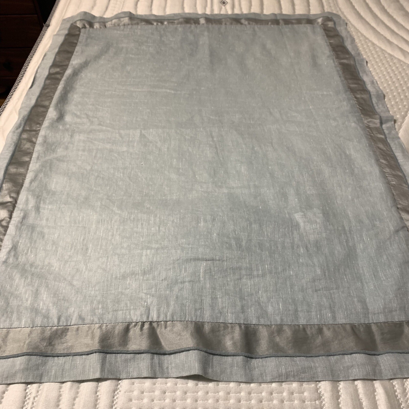 Pottery Barn Pillow Sham Standard Light Blue Satin Stripe Linen Cotton 26x20