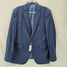 Mens Sport Coat Casual Blazer One Button Business Suit Jacket Blue Sz M