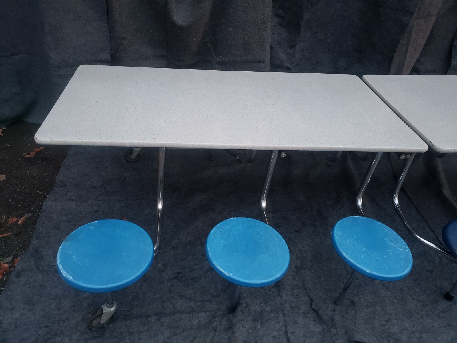10FT CAFETERIA LUNCHROOM FOLDING TABLE W/ BLUE SEAT, GRAY TOP, ADULT SIZE eBay