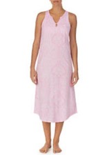 NEW Ralph Lauren Long 100 Cotton Nightgown Sleeveless  Bralette Pink/White S