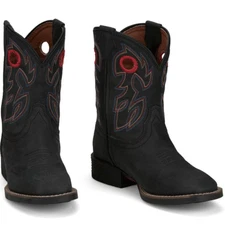 Justin Bowline Youth Western Boots in Shadow Black - JK7525