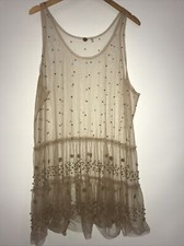 NEW Free People ONE Mesh Studded Tunic Top / Mini Dress Size Medium Z96-17