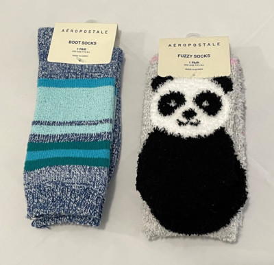 Aeropostale Women's Boot Socks & Fuzzy Socks One Size Fits All  2 Pair Lot NWT