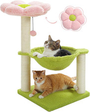 Flower Cat Tree, 28" Cat Tower with Cozy Flower Perch, Large Hammock for Indoor