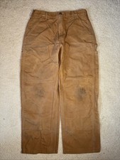 Vintage Carhartt Brown Double Knees Workwear Carpenter Pants 32x29 Made In USA