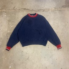 Vintage Russell Athletic High Cotton Sweatshirt Navy Blue Red Ringer Made in USA