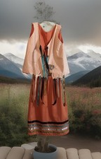 NEW HANDCRAFTED NATIVE AMERICAN REGALIA FANCY DANCE ORANGE RIBBON SKIRT  VEST S