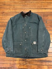 Carhartt Blanket Lined Chore Coat Canvas Vintage Green Men  s 90s Made In USA