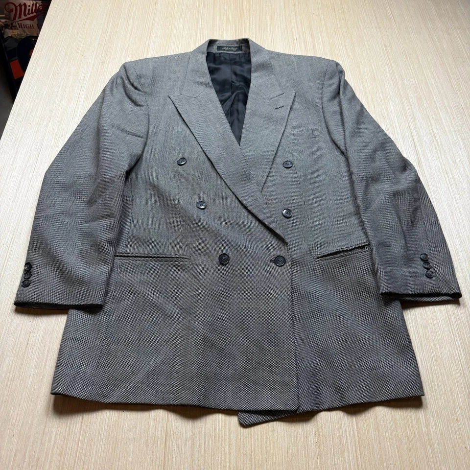 Костюм двубортный мужской Lord & Taylor черно-белый куртка 44 брюки 36x31 винтажный - Изображение 2 из 4