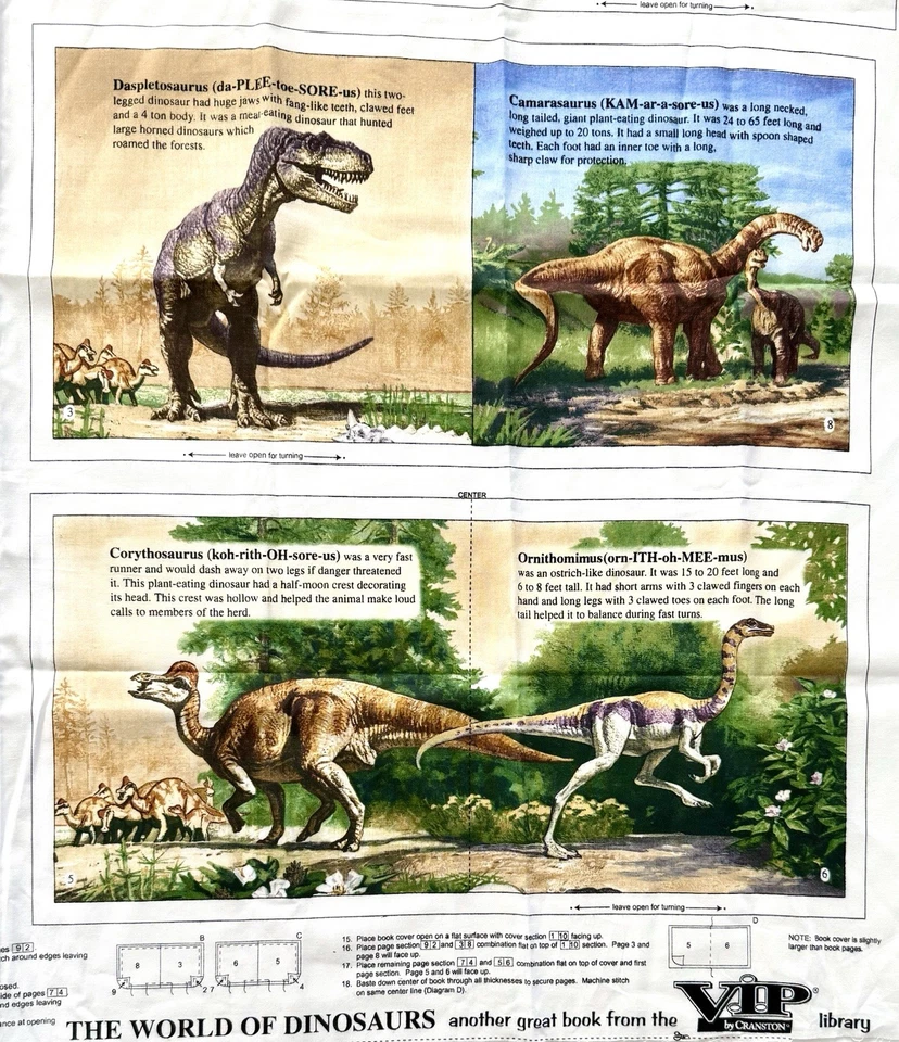 Painel de livros de tecido VIP Cranston Library The World of Dinosaurs corte e costura - Imagem 3 de 3