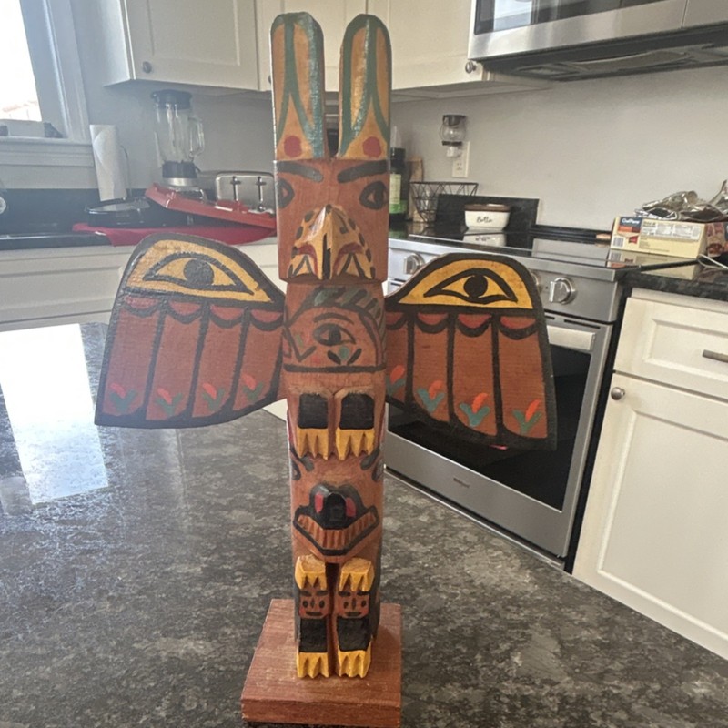 Princess Angeline Wood Hand Painted Totem Pole Suquamish Washington Collectible