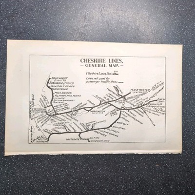 Original 1924 Karte der Cheshire Lines Eisenbahn General Map