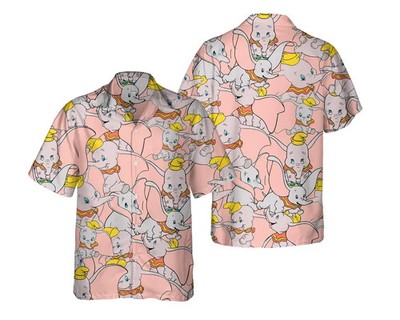 Disney Dumbo The Flying Elephant Cute Collage Pink Hawaiian Shirt