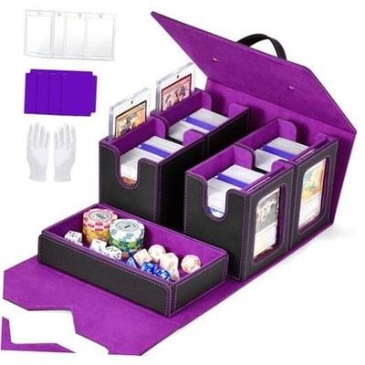 Commander Deck Box for MTG, Trading Card Storage Box Holds 5-IN-1-Black Purple