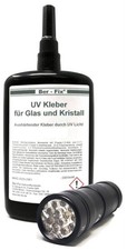 Ber-Fix® UV Kleber mit Lampe Set DER GLASKLEBER 250g Mittelviskos 500mPas spaltf