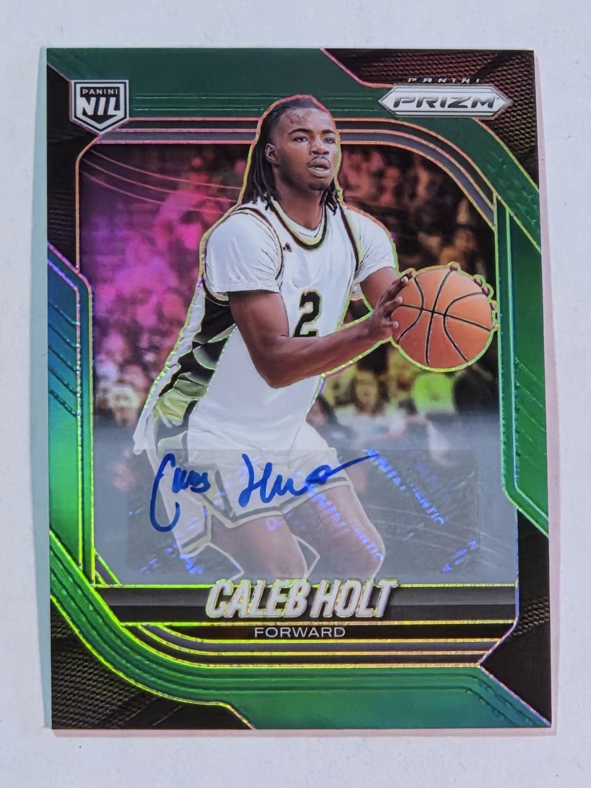 2025-26 Panini Prizm Caleb Holt #99 Green Prizm Auto