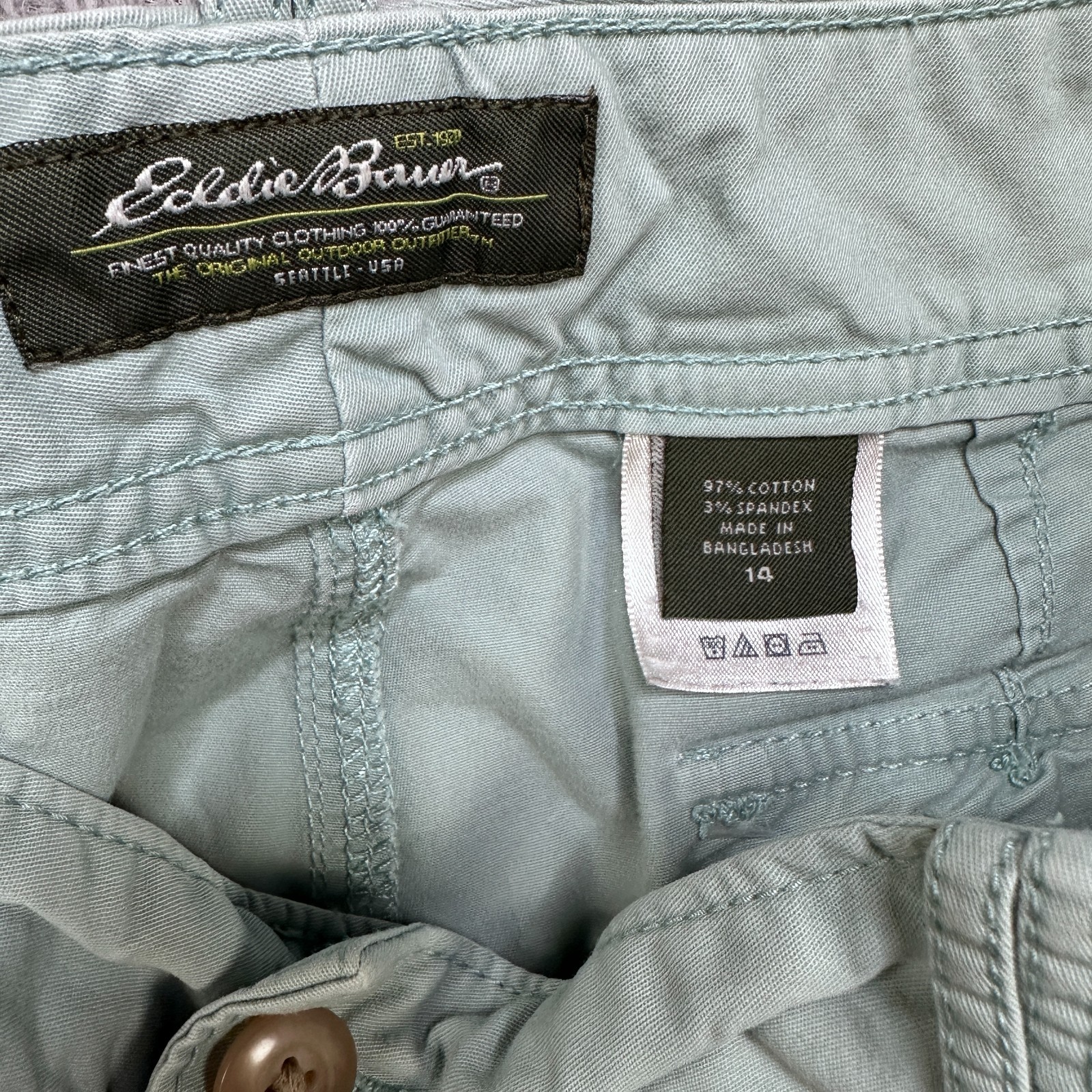Eddie Bauer Shorts Womens 14 Blue Hiking Stretch Casual High Rise image 3