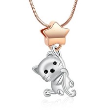Cat Urn Necklace for Ashes Star Cremation Jewelry Urn Pendant Memorial Keepsake