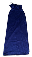 Aidan Mattox Long Pencil Dress Womens Size 2 Blue Asymetric Neck Slit Lined
