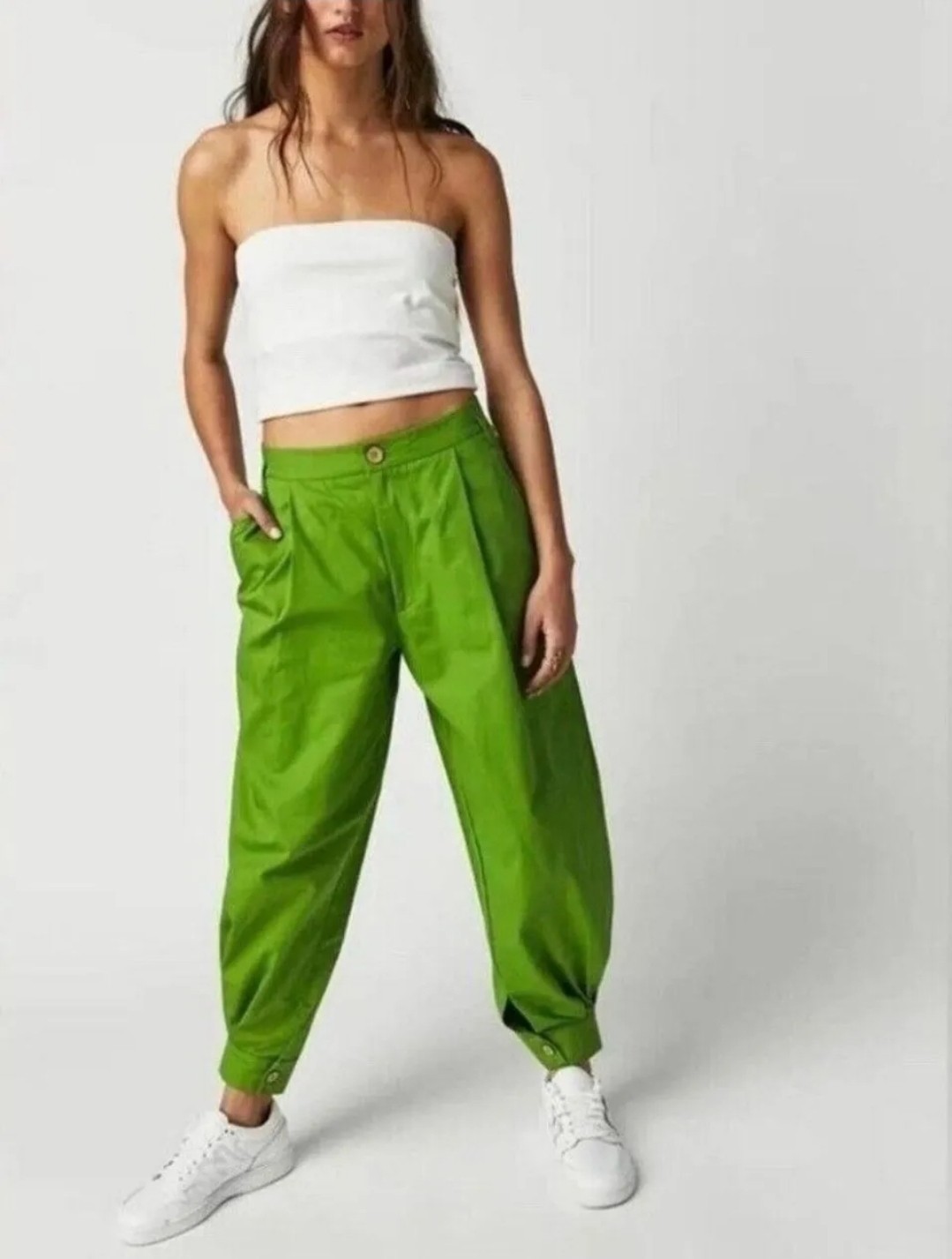 Free People Lucia Green Cropped Harem Pants Size 4