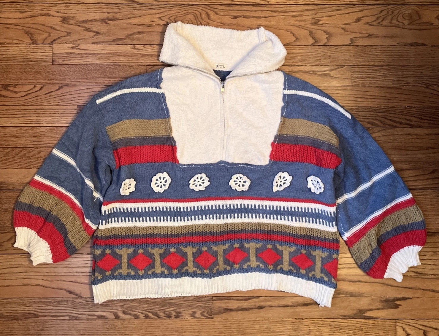 POL Opal Patterned Pullover Quarter Zip Sweater i… - image 4