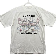 London Underground Shirt L White Tube Map Graphic Transit England Single Stitch