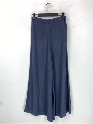 Soaked in Luxury Vivek Wide Leg Trousers Navy Ecovero Size 8 New with Tags
