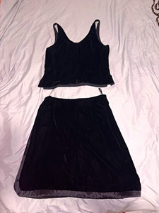 Emporio Armani Black Velvet 2-Piece Tank Top & Skirt Set Women’s Size 38