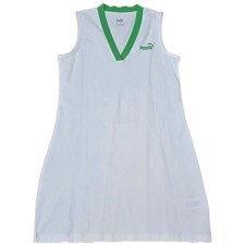 Puma Womens White Green V-Neck Sleeveless T-Shirt Dress Sample Small Casual