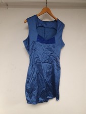 Blue Zip Up Dress Medium With Lace Pattern