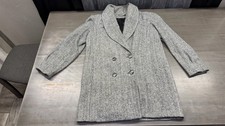 VTG Made In USA Wool Coat Mens Sz M Double Breasted Herringbone