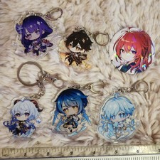 Genshin Impact Choose Acrylic Keychain Zhongli Ganyu Raiden Xingqui Diluc Badge