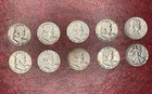 Half Roll of 90% Silver Franklin Halves Lot Of 10 (1 Walking Liberty)