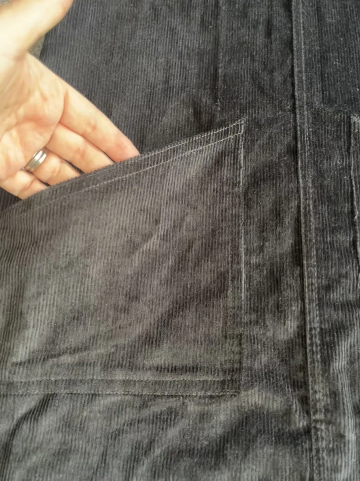 Girls black corduroy cotton 11-12 Dungaree Pinafore Dress pockets winter soft - Image 4 of 4