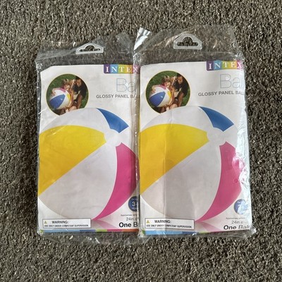 Intex Glossy Panel 24  Round Inflatable Set of 2 Pool Beach Balls, New, Sealed