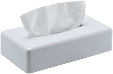 Tissue Box Cover, Rectangular White Wall Mounted Facial Paper Holder Dispense...
