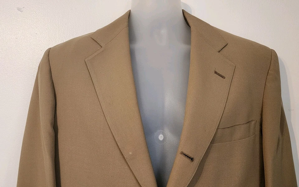 Traje Brooks Brothers Para Hombre 44R Tostado Beige Lana Gabardina 3 Botones De Colección EE. UU. Foto 4 de 4