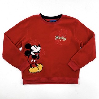 Vintage Y2K Disney Women's Red Fleece Crewneck Sweatshirt Mickey Mouse Sz M