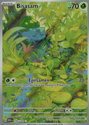 Pokemon 151 Bisasam Holo Fullart MEW 166/165 Einzelkarte - DEUTSCH - PKM Karte