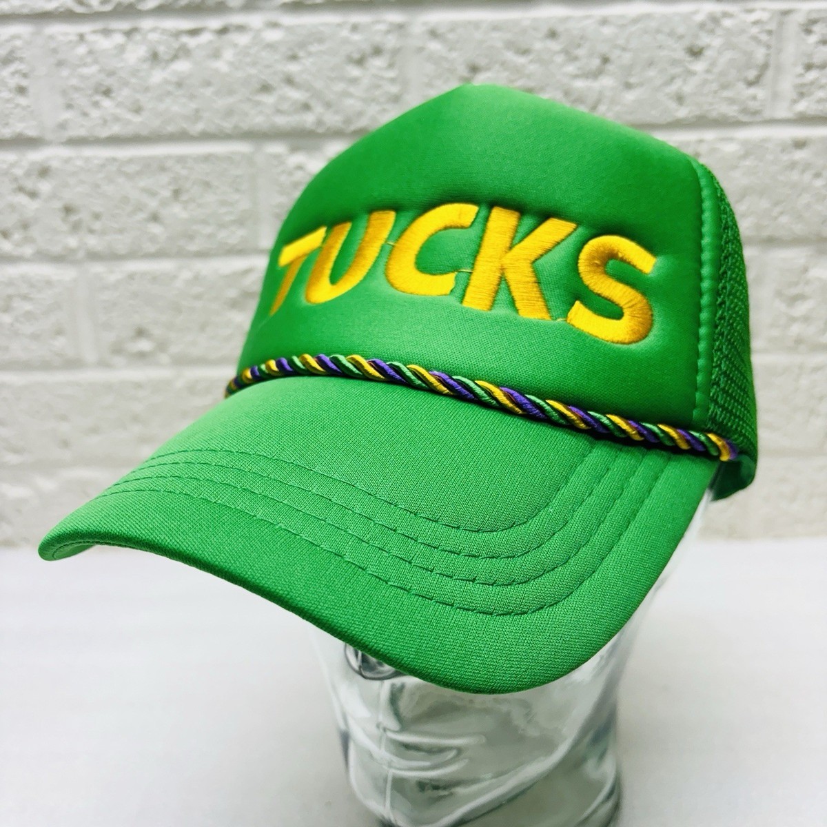 2026 Krewe of Tucks Mardi Gras Embroidered Green Mesh Snapback
