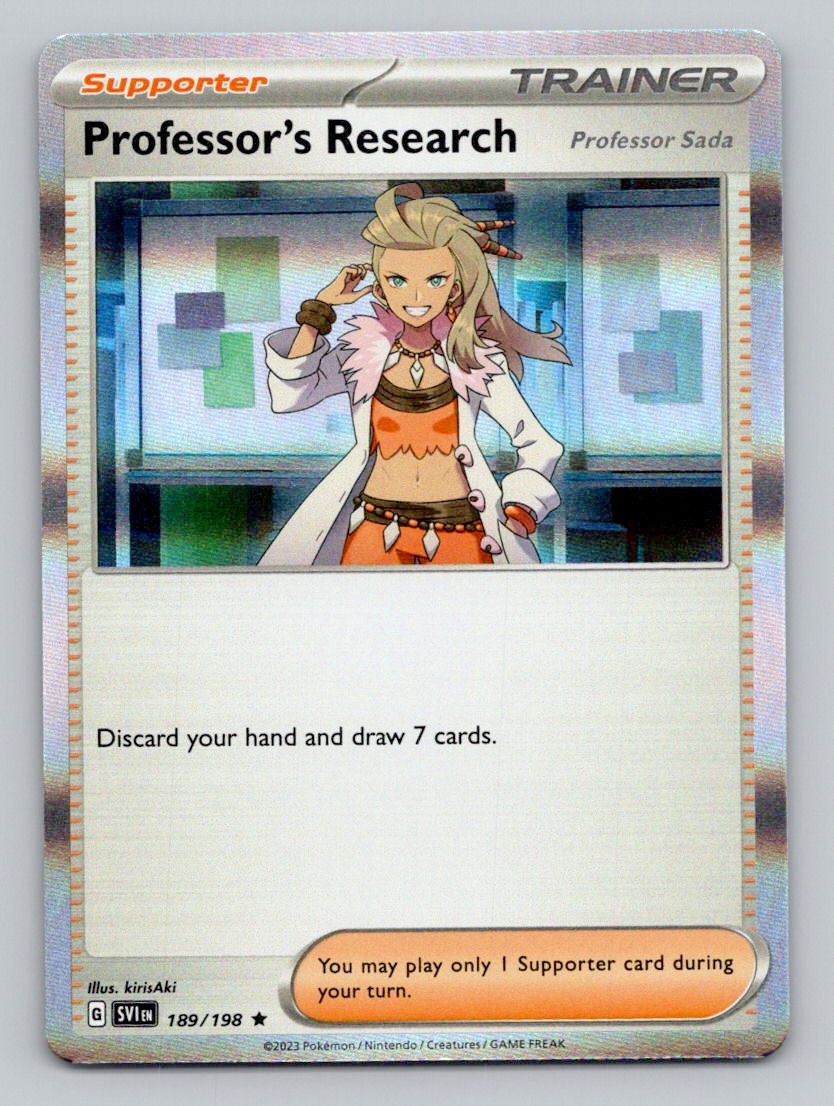 Holo Professor's Research (Professor Sada) 189/198 Rare Scarlet & Violet Pokemon