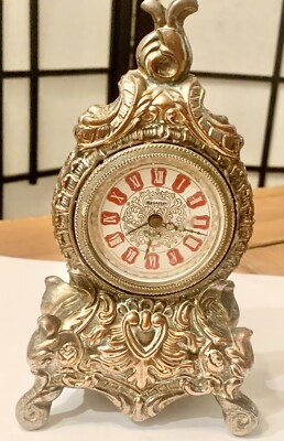 vintage ￼many Sharp mantle clock heavy brass/silver West Germany