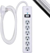 6-Outlet Surge Protector, 8 Ft Extension Cord, Power Strip,800 Joules, Flat Plug