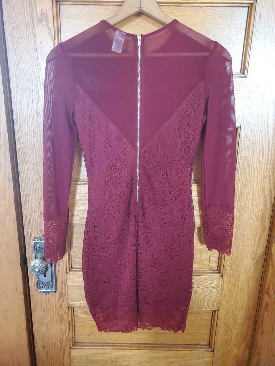 Windsor Burgundy Lace Party Dress Size Medium Sheer Mesh Sleeves | eBay Windsor Burgundy Lace Party Dress Size Medium Sheer Mesh Sleeves | eBay