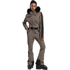 Nwt Gsou One Piece Snowsuit Women's Size S Houndstooth Hooded Ski Suit Snow Fun