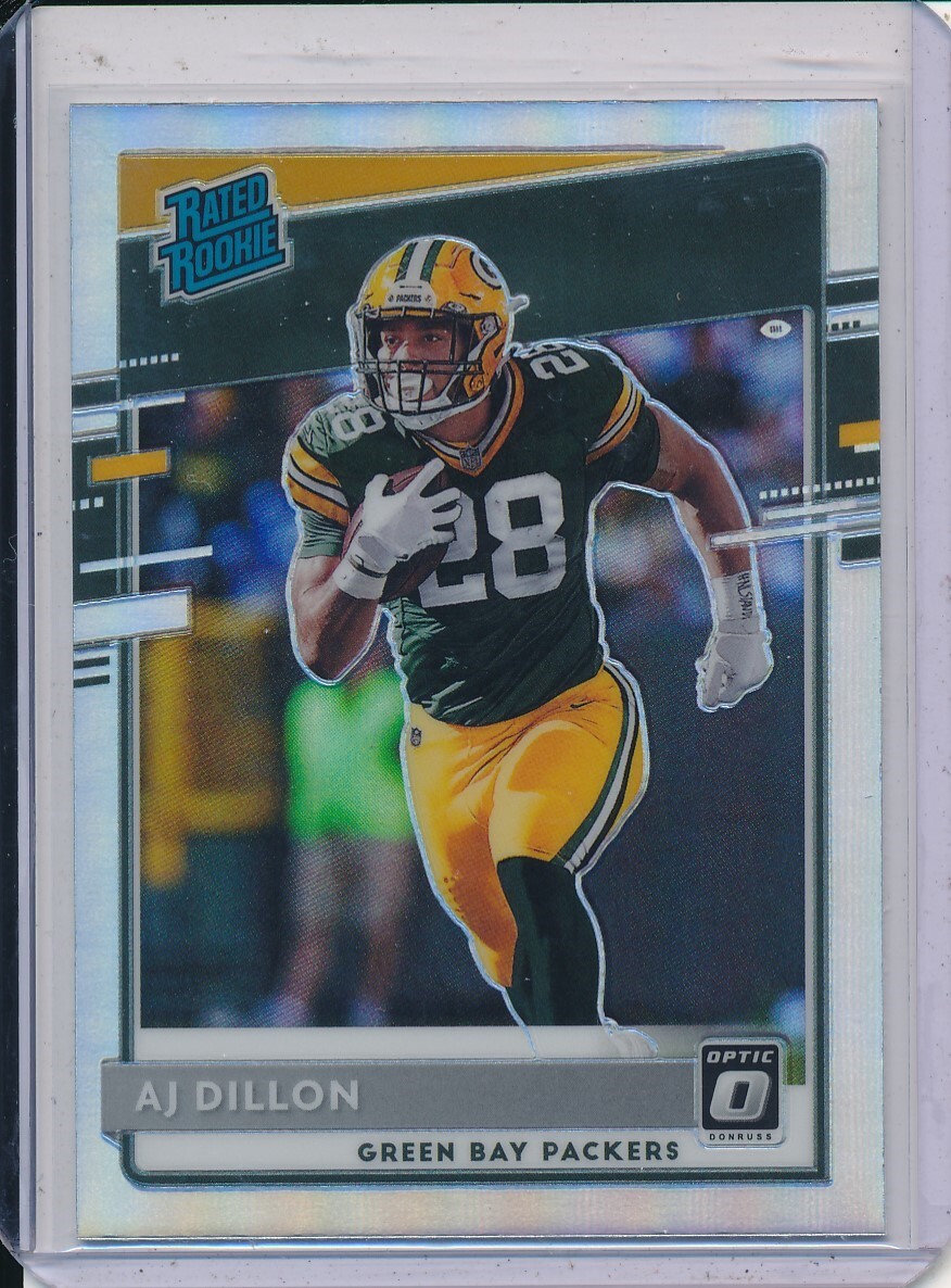 AJ DILLON 2020 PANINI DONRUSS OPTIC RATED ROOKIE HOLO SILVER PRIZMS RC #174