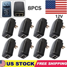 8PC 12V 1A PoE Injector Power Over Ethernet Adapter for 802.3af IP Phone WLAN AP