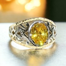 Citrine With 14K Solid Yellow Gold Ring For Men's AL503