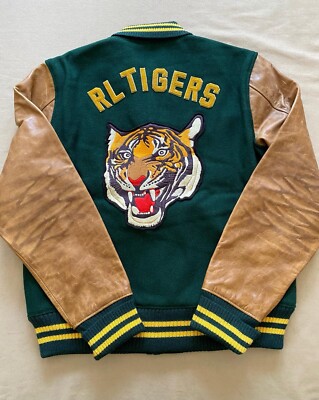 Polo Ralph Lauren RL TIGERS ジャケット 3/3T Polo Ralph Lauren RL Tigers Wool-Blend Leather Letterman Varsity